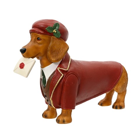 BASSOTTO VESTITO NATALE ROSSO H.33